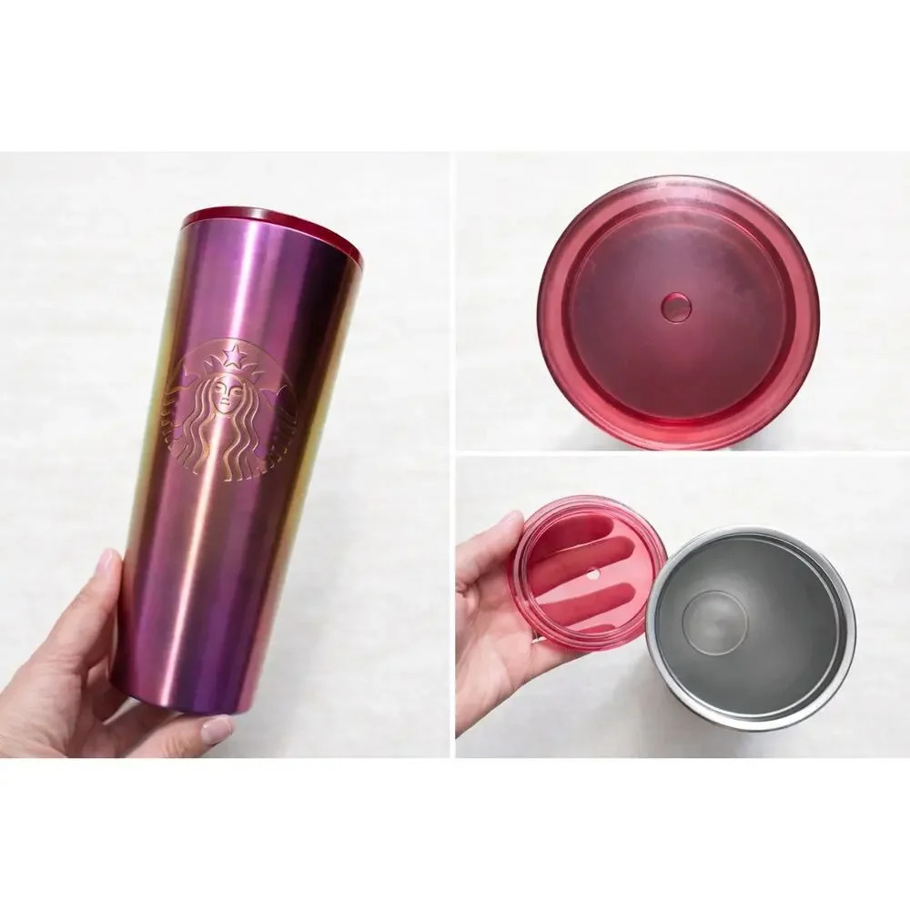 2019 Starbucks Stainless Steel Pink Halo Cold Cup Tumbler 24oz discontinued rare